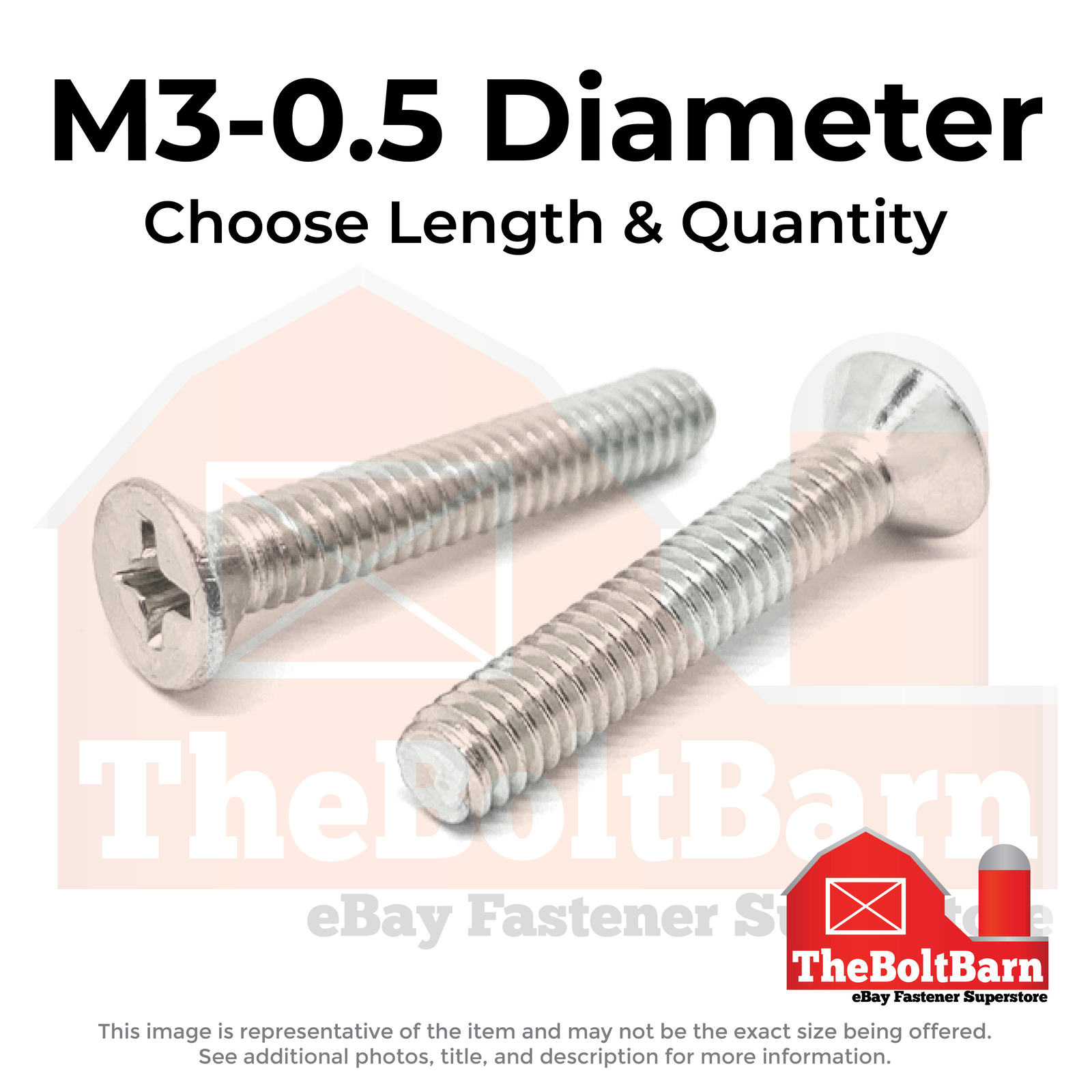 M3-0.5 Stainless Phillips Flat Head Machine Screws (Choose Length & Qty)