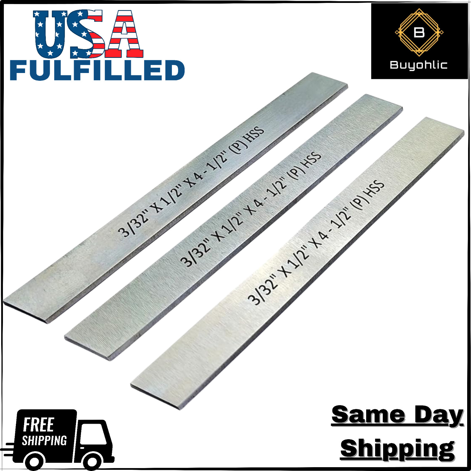 HSS Blade 3/32″X 1/2″X 4-1/2″ for Lathe Parting Cut Off &Tool Holder-USA FULFILL