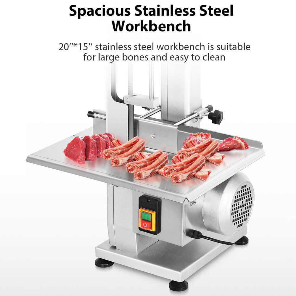 1500W Electric Bone Saw Machine 2.6HP Frozen Meat Cutter 110V Commercial Bandsaw