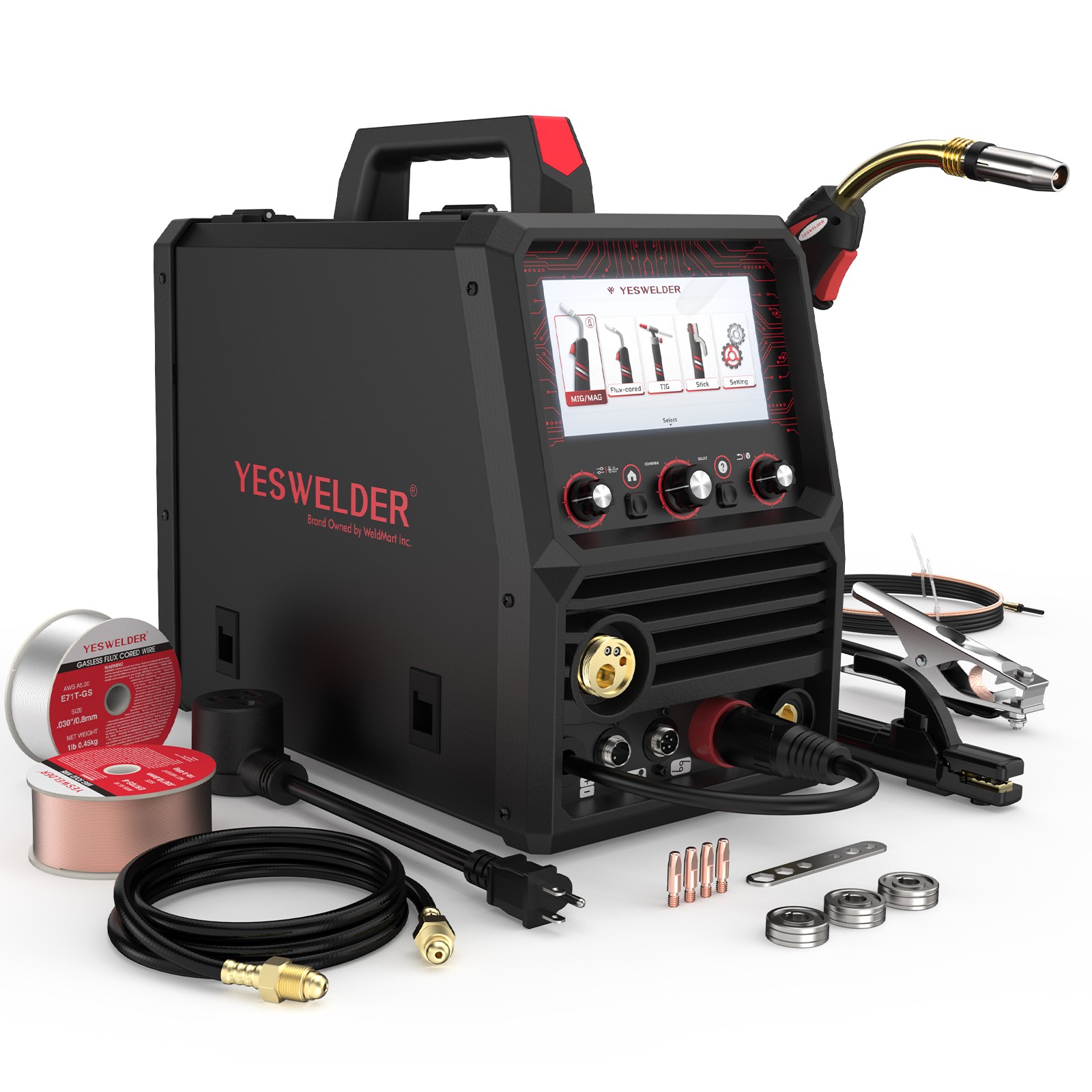 Dual Pulse MIG Welder 7″ LCD, 120/240V 6-in-1 Multiprocess, Spool Gun Compatible