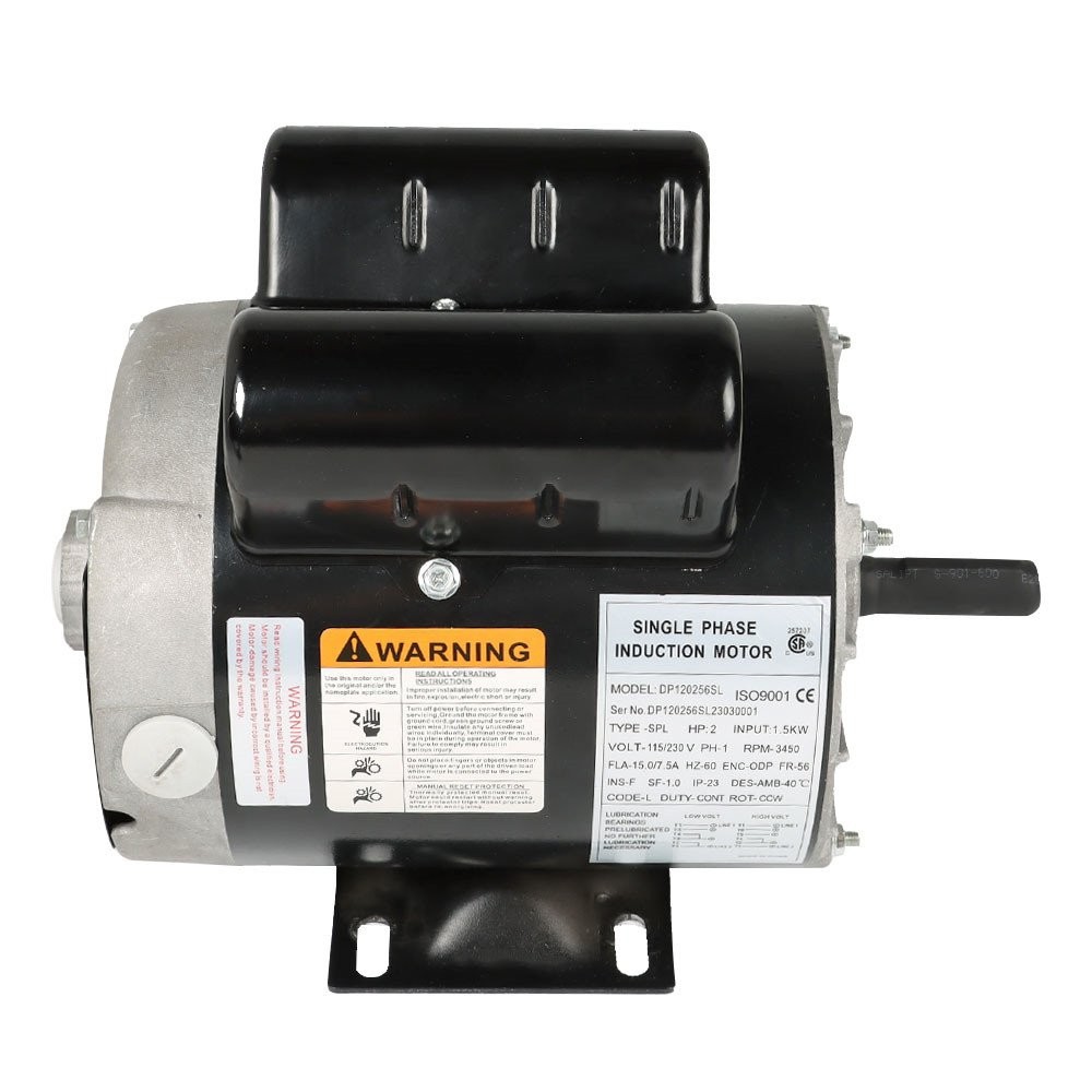 3450 RPM 2 HP SPL Compressor Duty Electric Motor 5/8″ Shaft 115/230 Volt 56Frame