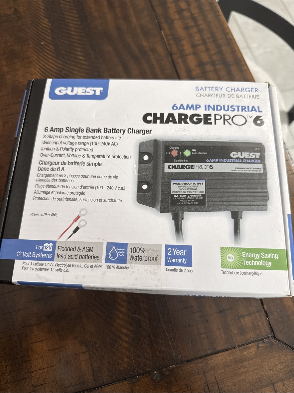 GUEST CHARGE PRO 6 AMP INDUSTRIAL / MARINE/ BATTERY CHARGER 1 BANK 12V ON BOARD