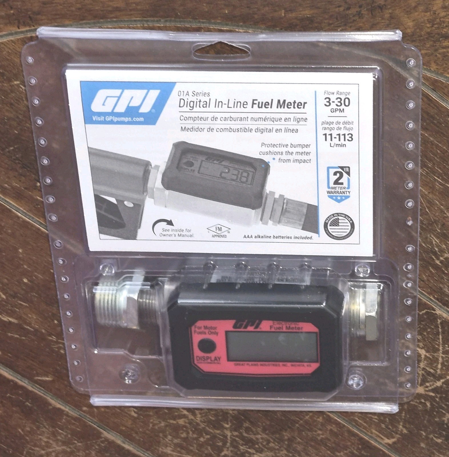 GPI 01A31GM Digital In-Line Fuel Meter AL 1″ FNPT Pop -01A Series-