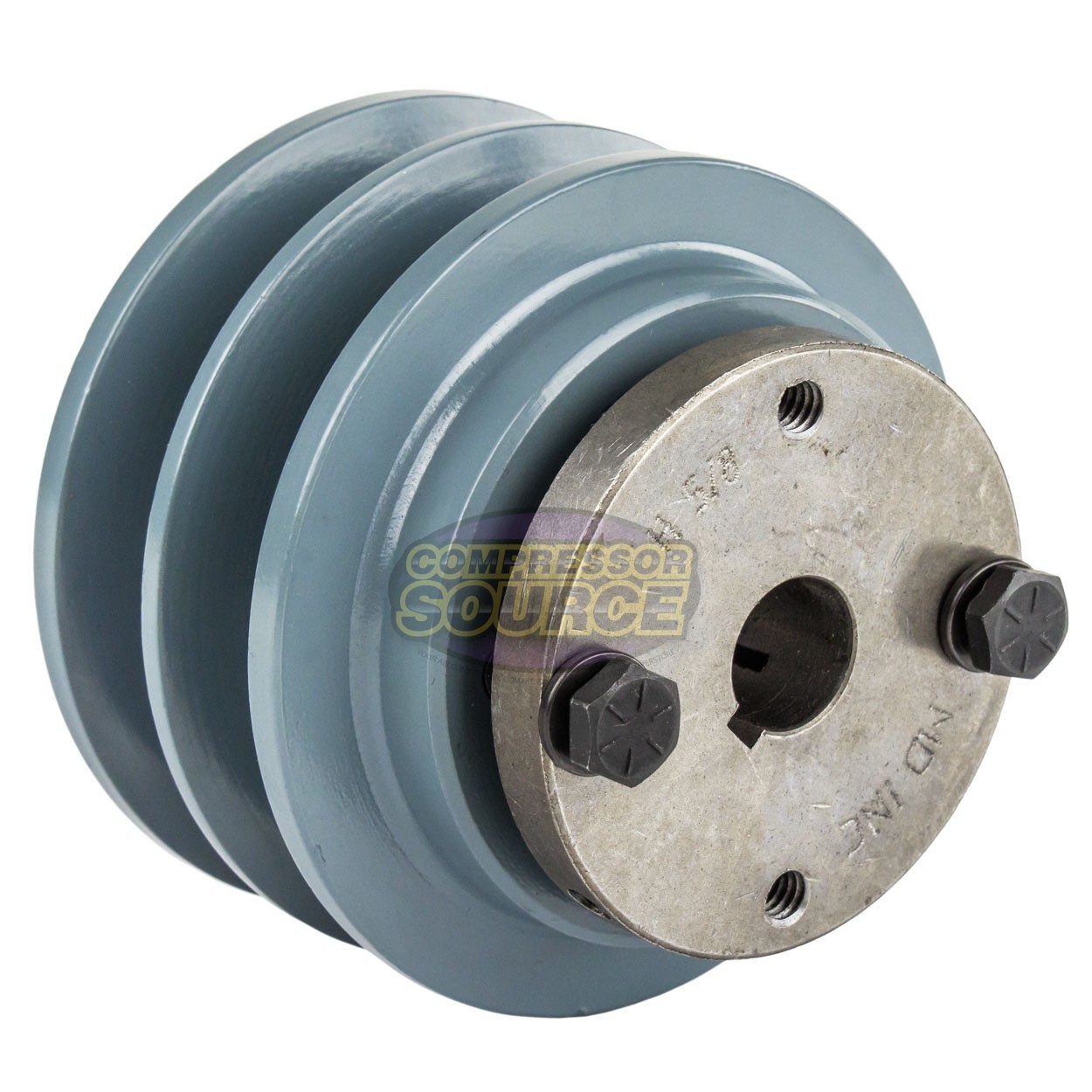 Cast Iron 3.5 ” Dual Groove Pulley 2 Belt B Section 5L with 5/8″ Sheave Bushing