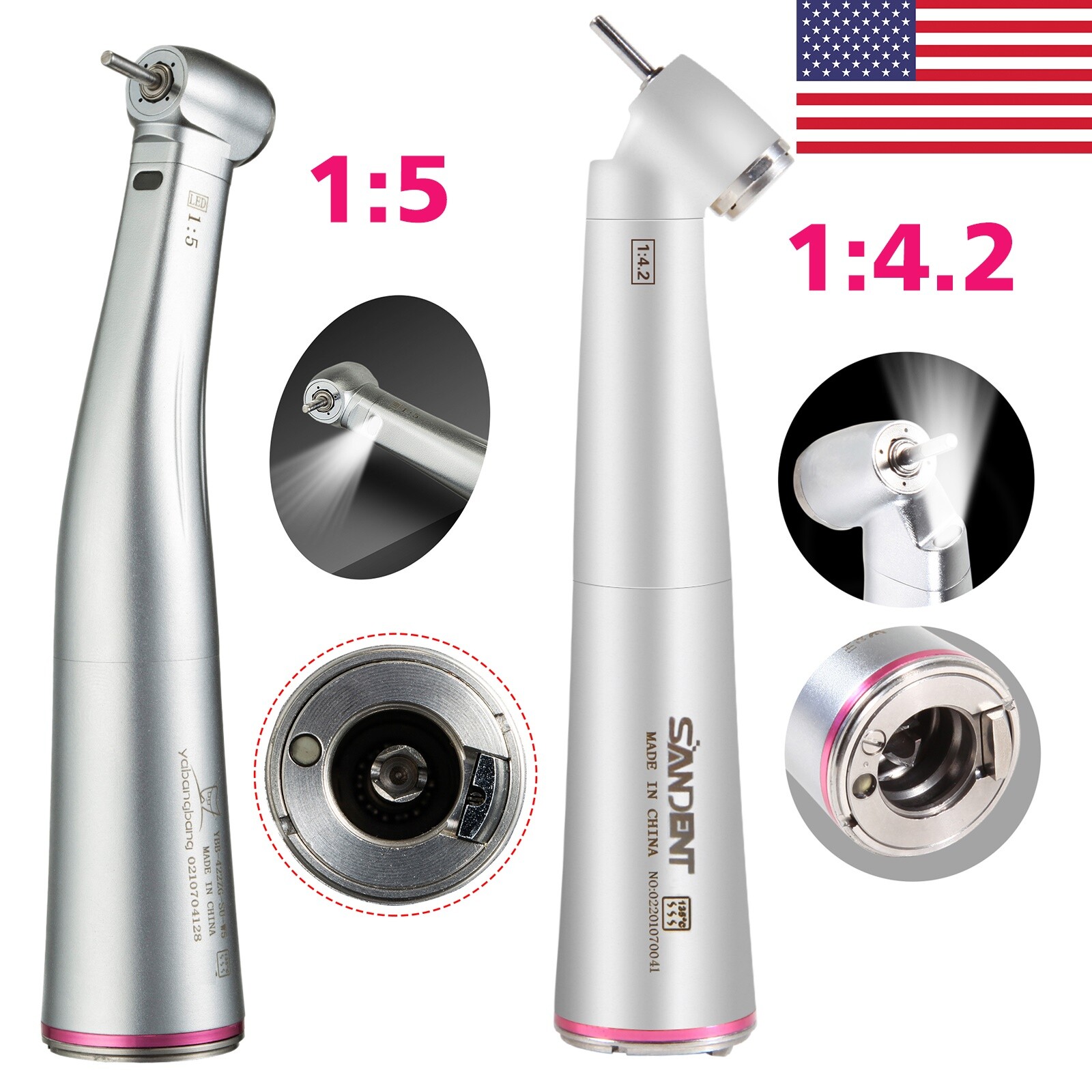 NSK Style Dental 1:5/ 1:4.2 Increasing LED Contra Angle Handpiece fit FG1.60 mm