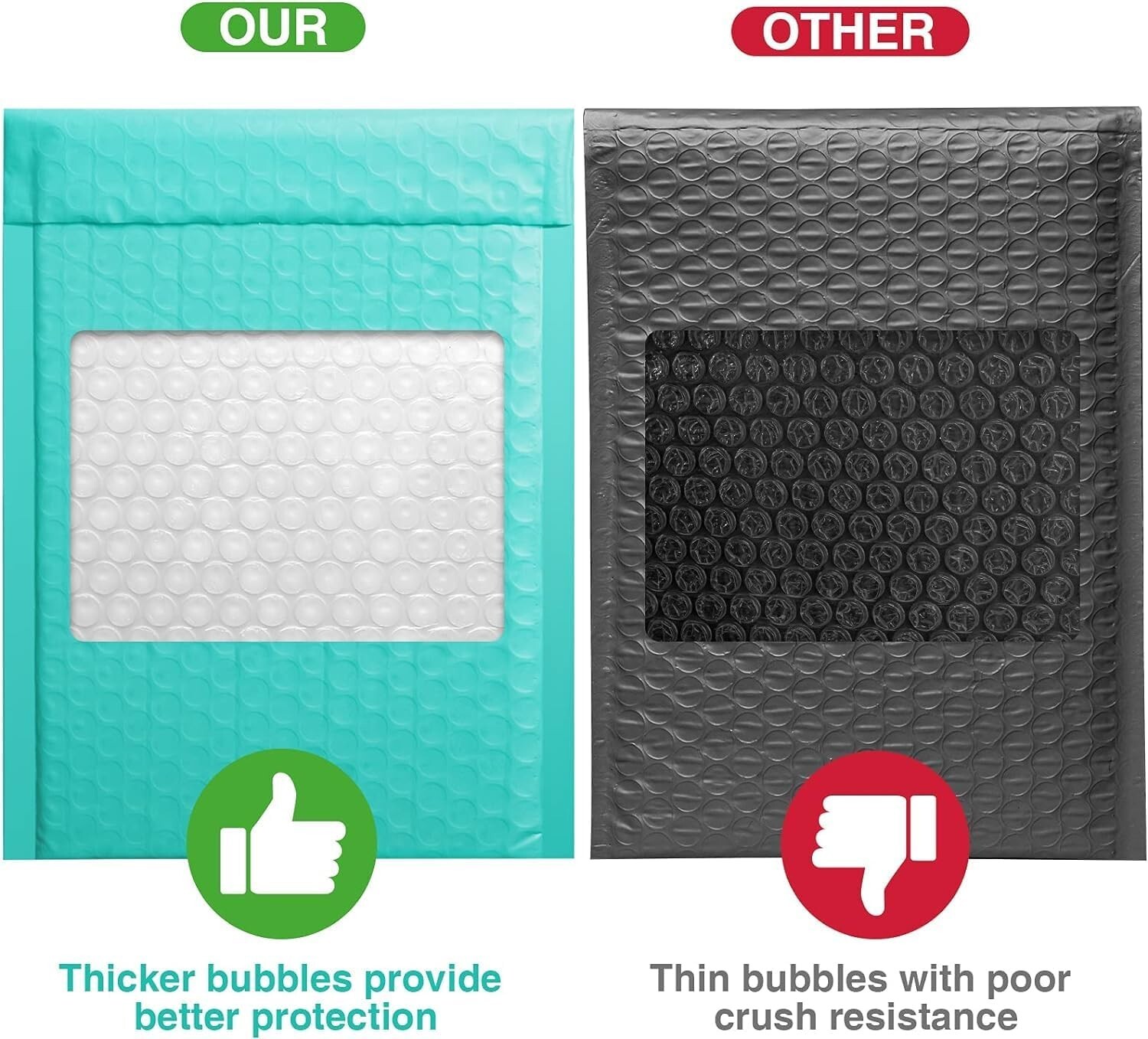 #0 Bubble Mailers 6×10″ 500Pcs Poly Padded Envelope Thick Mailing Bags Teal