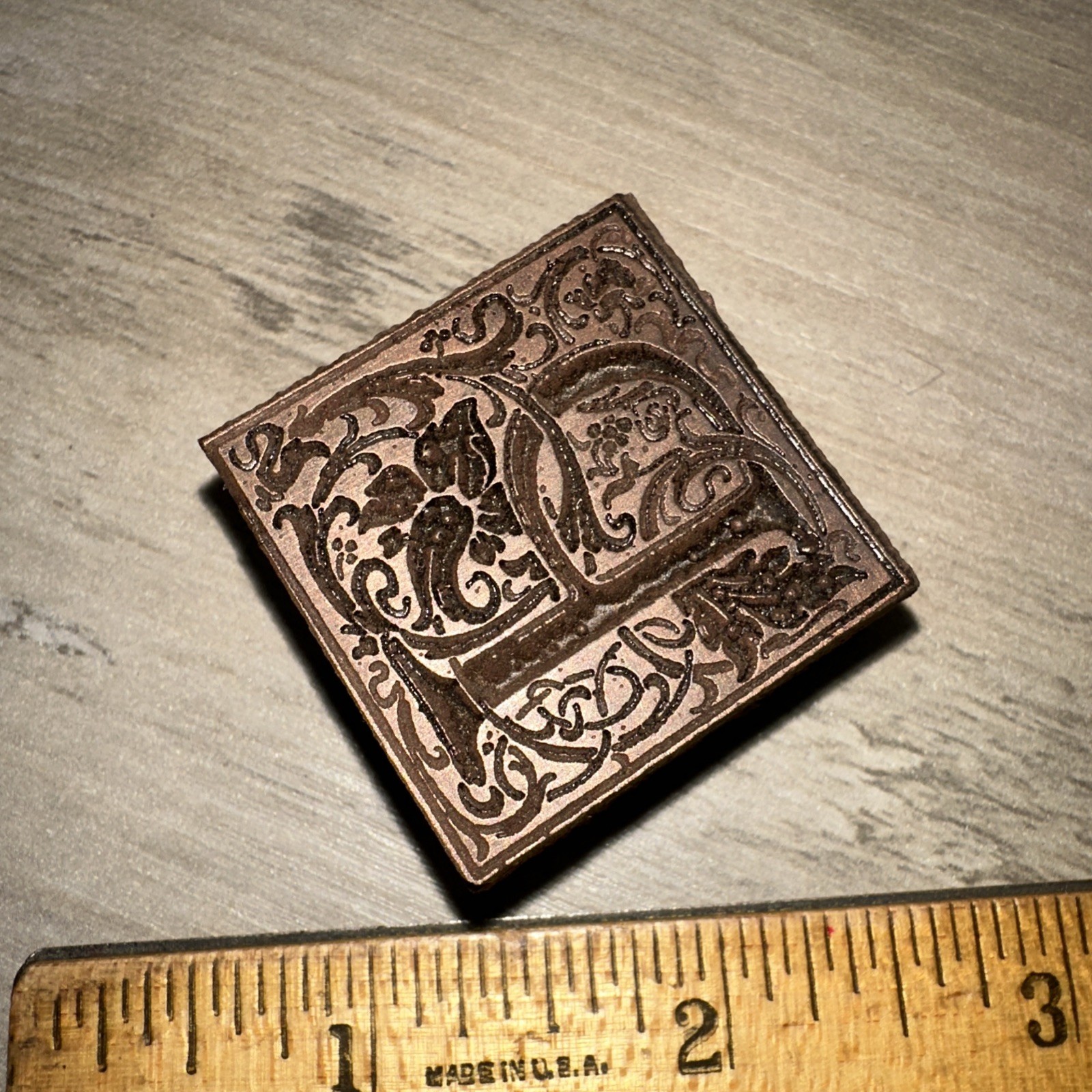 Antique Printing Block ( Letter P “ Beautiful Details! 1.25 X 1.25