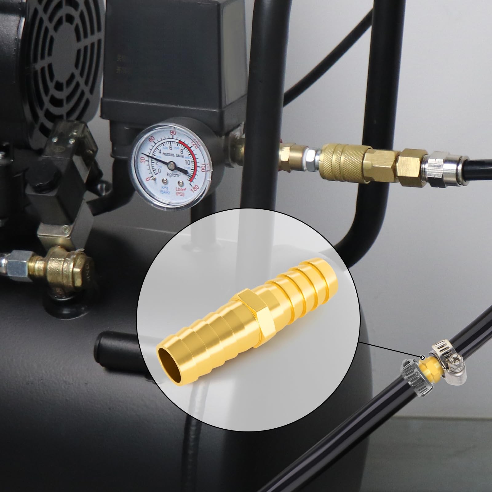 2 Pieces Brass Hose Barb Reducer 1/2 Inch To 1/2 Inch Barb Hose Id With 4 Hose C