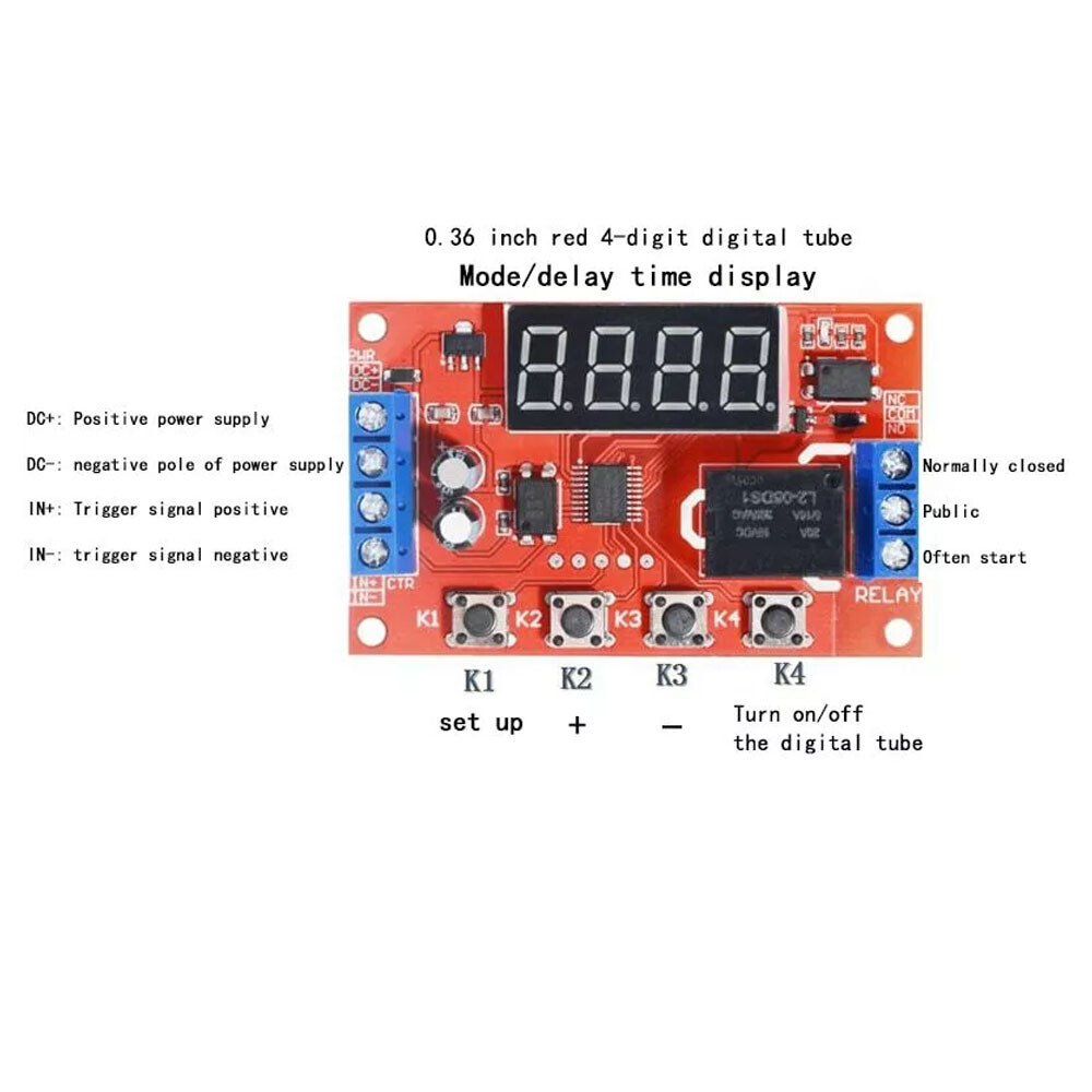 2PCS DC 12V 10A Adjustable Time Delay Relay Module LED Digital Timer Switch US