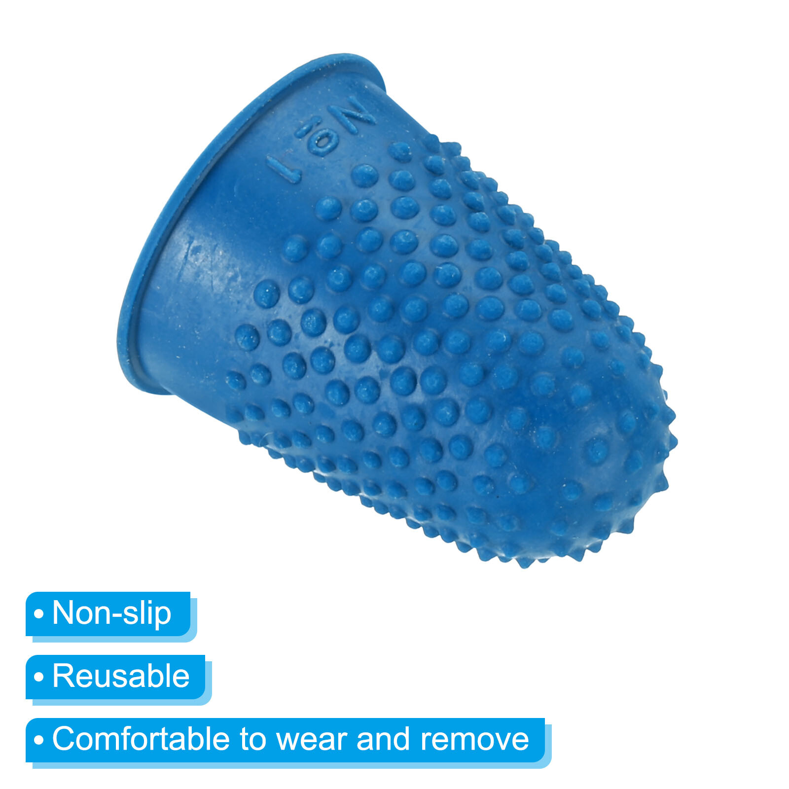10pcs Rubber Finger Tips Thumb Fingertip Protector Thimble Grips Blue Medium