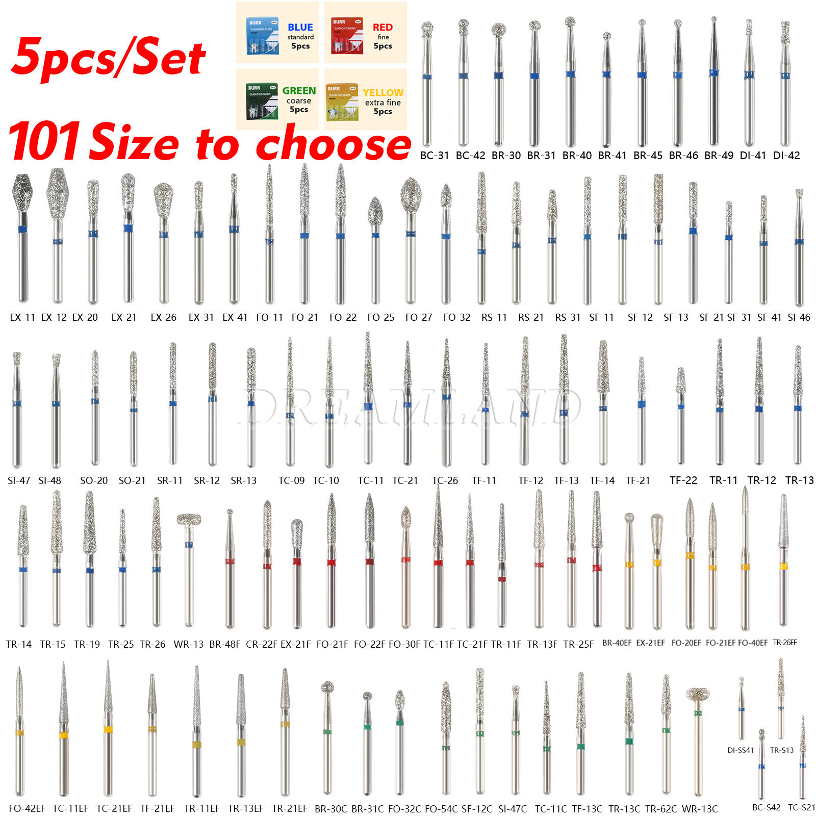 50 pcs Dental Diamond Ball Round burs Medium FG 1.6mm for High Speed Handpiece
