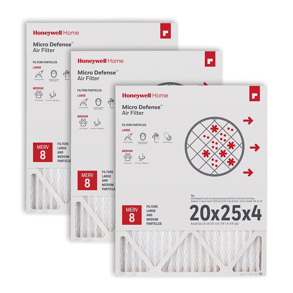 Honeywell Home 20X25X4 Merv 8 Ac Furnace Air Filter 3 Pack Cf100A1025-3Pkam