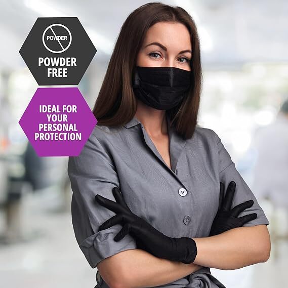AMGoods Black Nitrile Medical Gloves FDA Powder &Latex Free Disposable 4 mil
