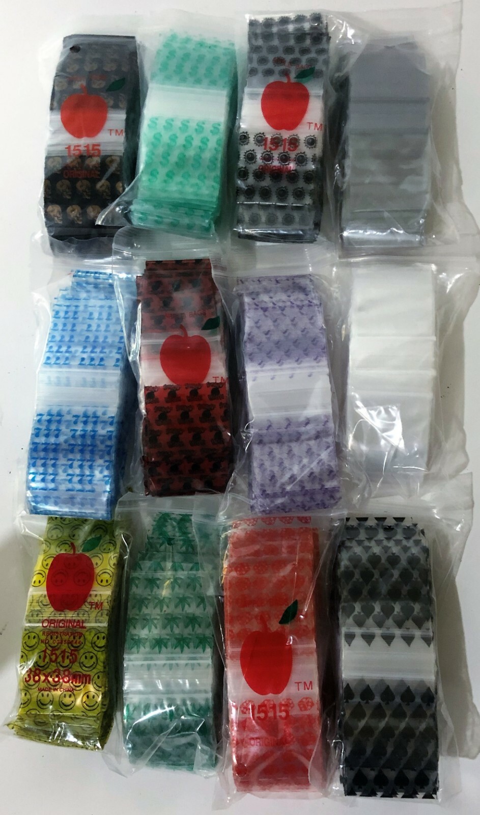 Apple Baggies #1515 (1,200) ASSORTED DESIGNS (12 Packs With 100 In Each Pack!)