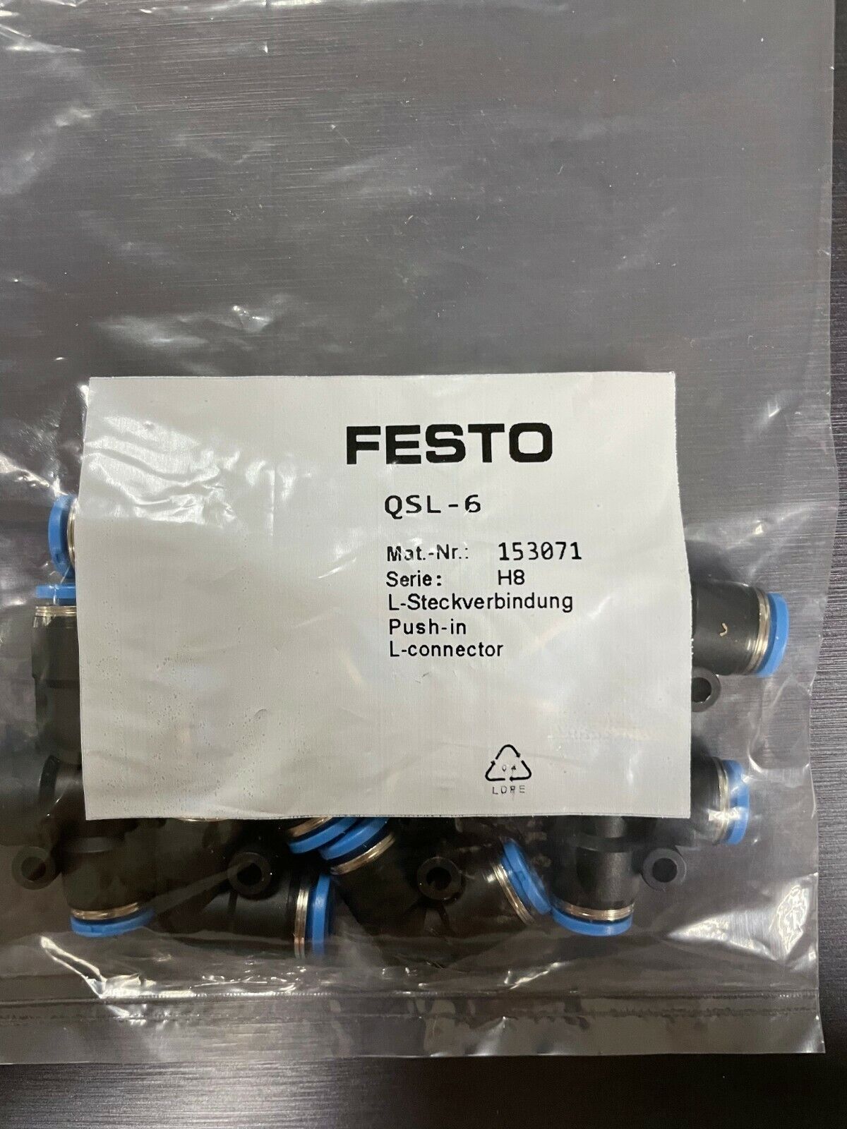 1Bag/10PCS New Festo QSL-6 153071 Push-In Connector Free Shipping QSL6 #US
