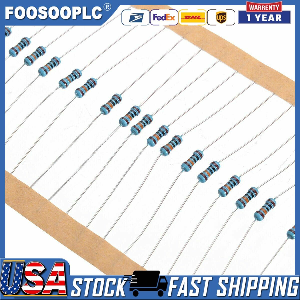 600pcs 30 Values 1/4W Metal Film Resistors Resistance Assortment Kit Set 1% USA