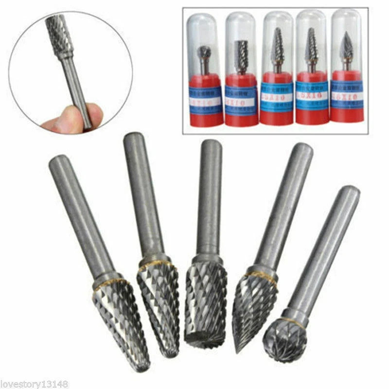5 Types Dental Rotary Cutter Burs 1/4 Tungsten Carbide Burr 8mm Grinder Bit