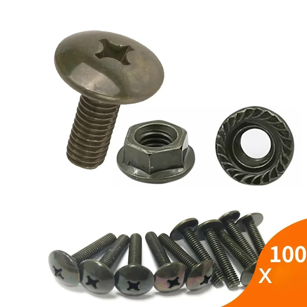 200pc Big Flat Head Cross Bolt M6 for Electric Scooter License Plate Panel Nut