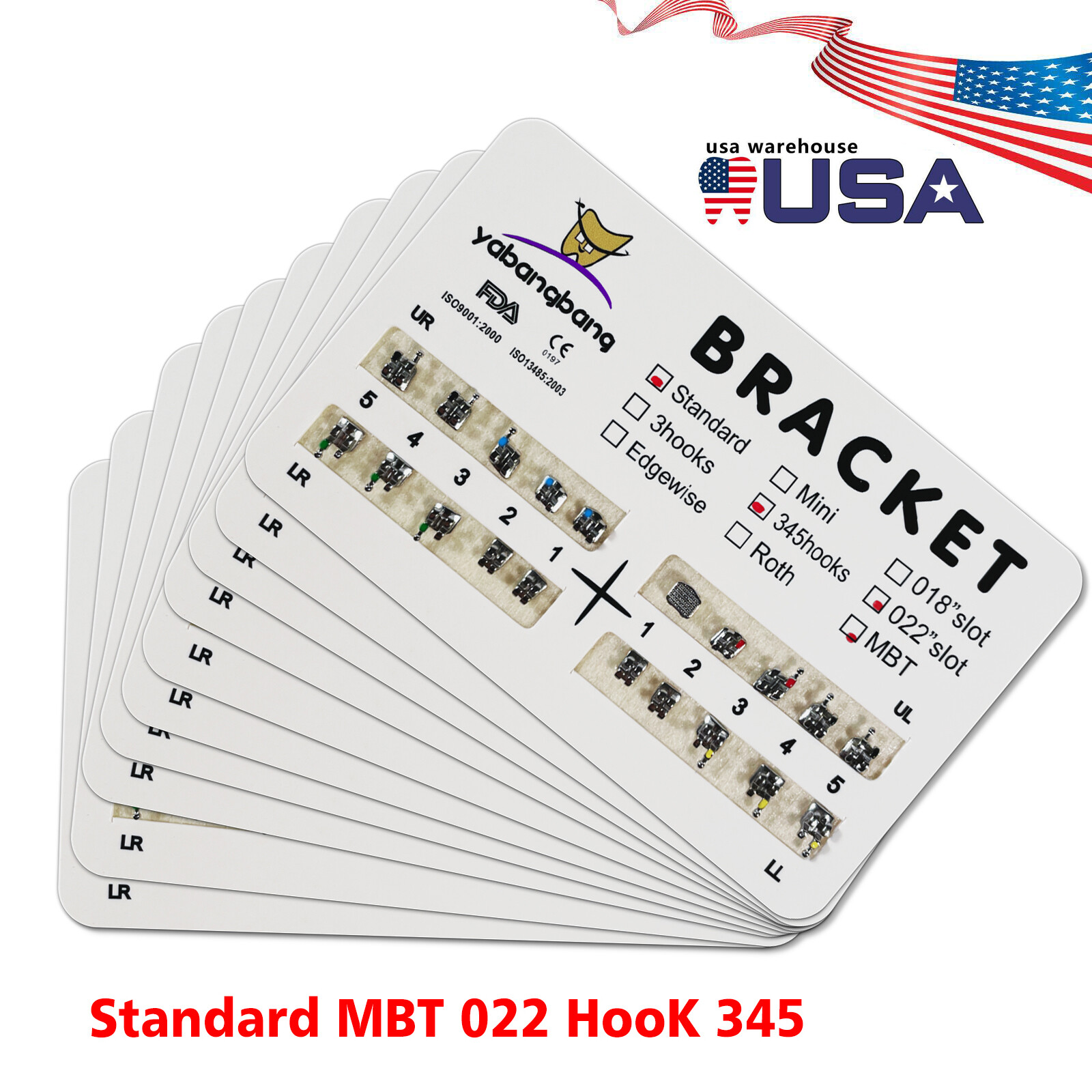 10x SANDENT Dental Orthodontics Brackets Brace Standard MBT 0.022″ Hooks 3-4-5