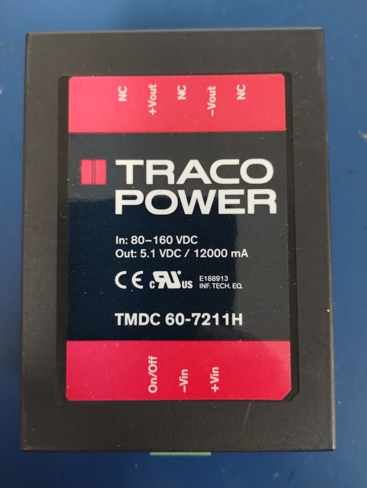 TRACO POWER TMDC 60-7211H DC/DC Converter – 60W 80-160Vin 5.1V 12A Chassis mnt I