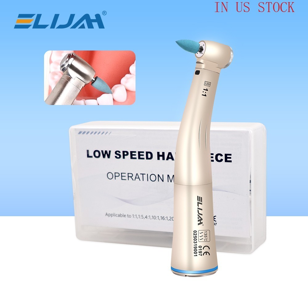 Dental Low Speed Handpiece Fiber Optic 1:1 Contra Angle Handpiece With LED Light