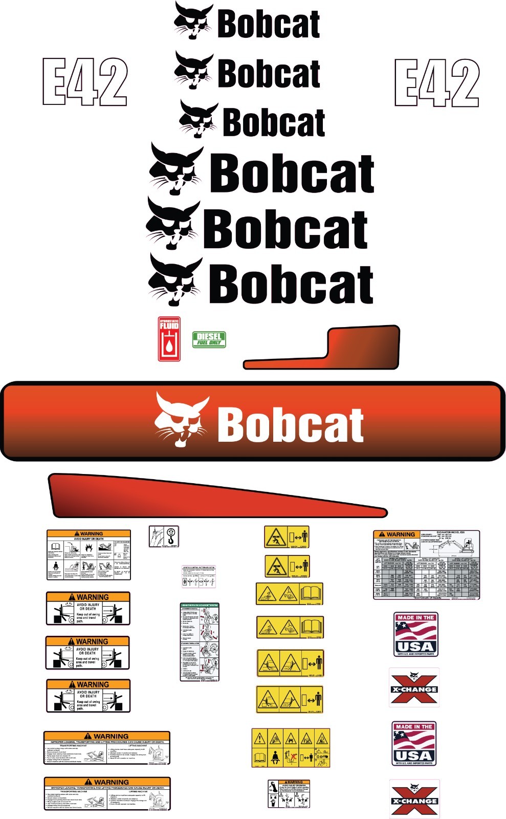 Fits Bobcat E42 Decal Kit MINI EXCAVATOR Laminated 3M VINYL / FREE SHIPPING