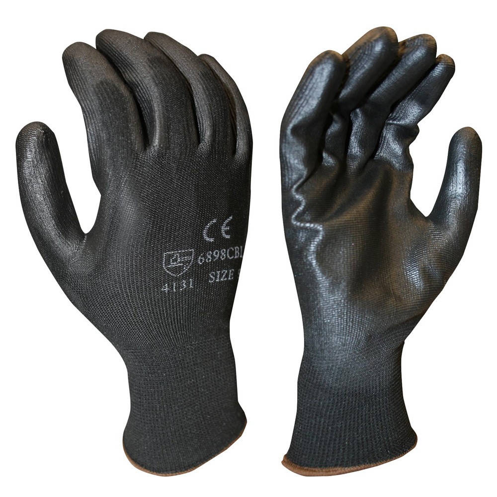 Cordova 6898CB Black Palm Coating & Polyester Shell Glove Size XSmall (12 Pair)