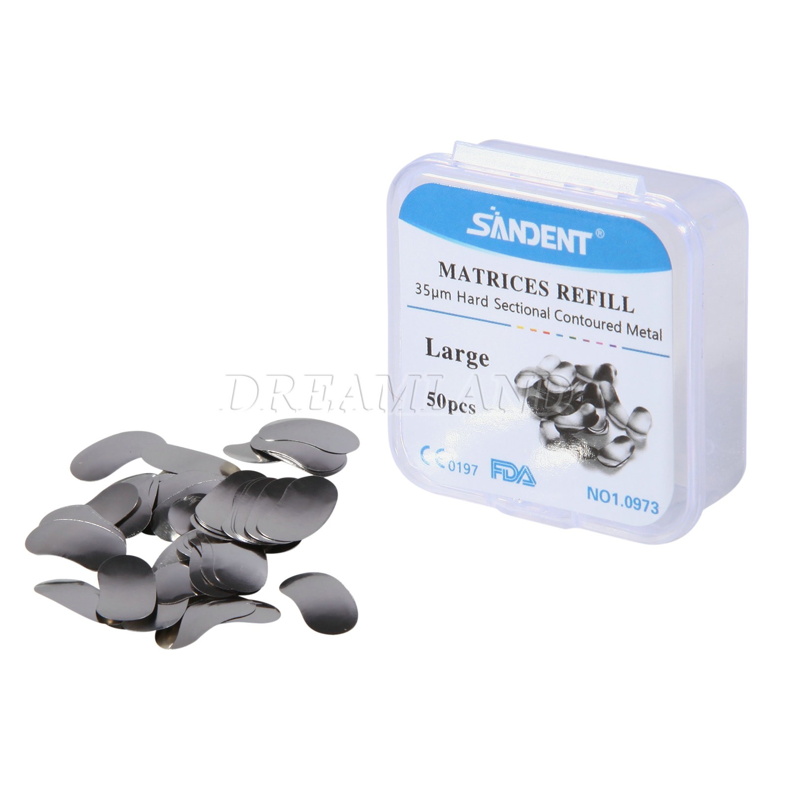 100 Pcs Dental Sectional Contoured Metal Matrices Refill Matrix Band Ledge 35um