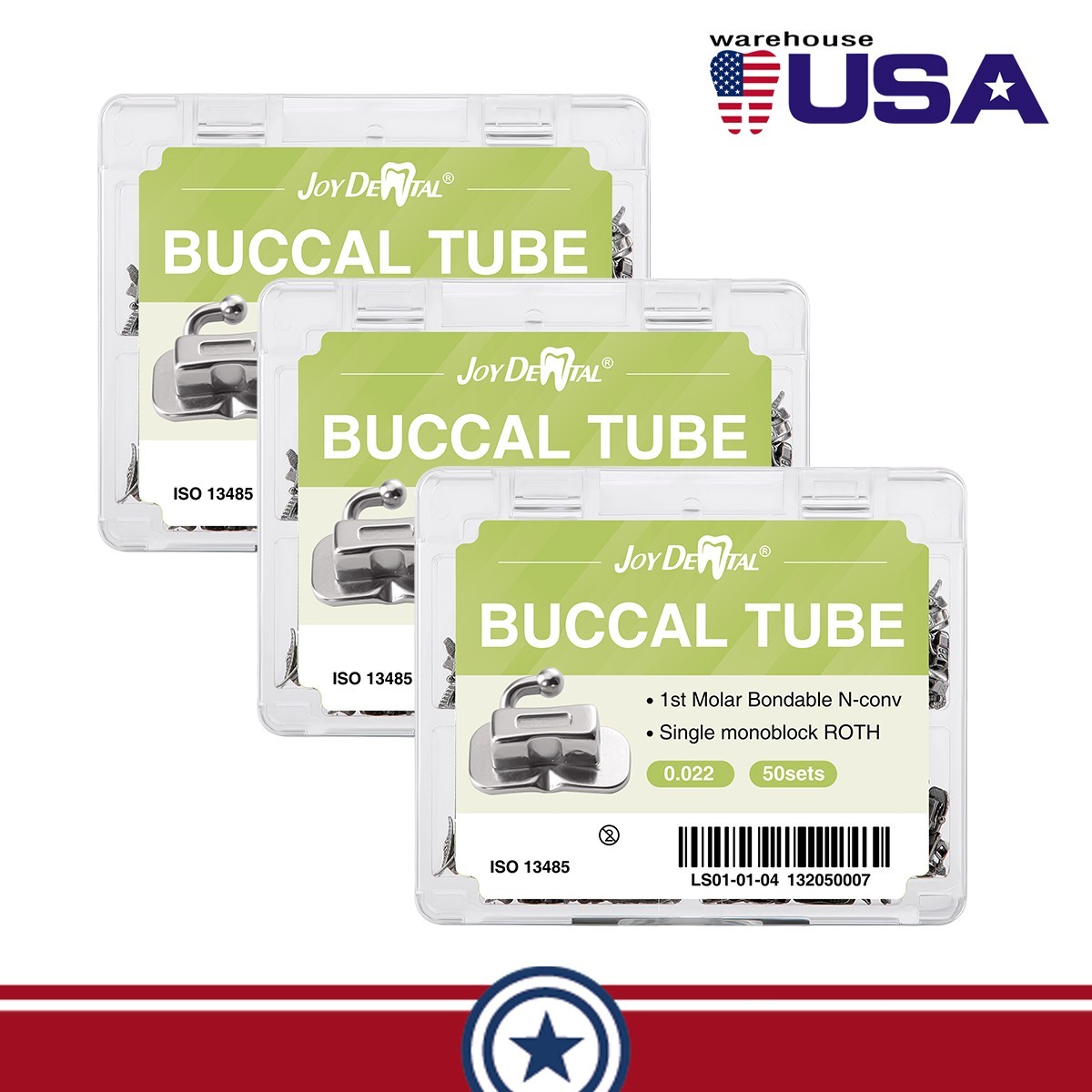 50set Dental Orthodontic 1st Molar Roth 0.022 Buccal Tubes Bondable Monoblock