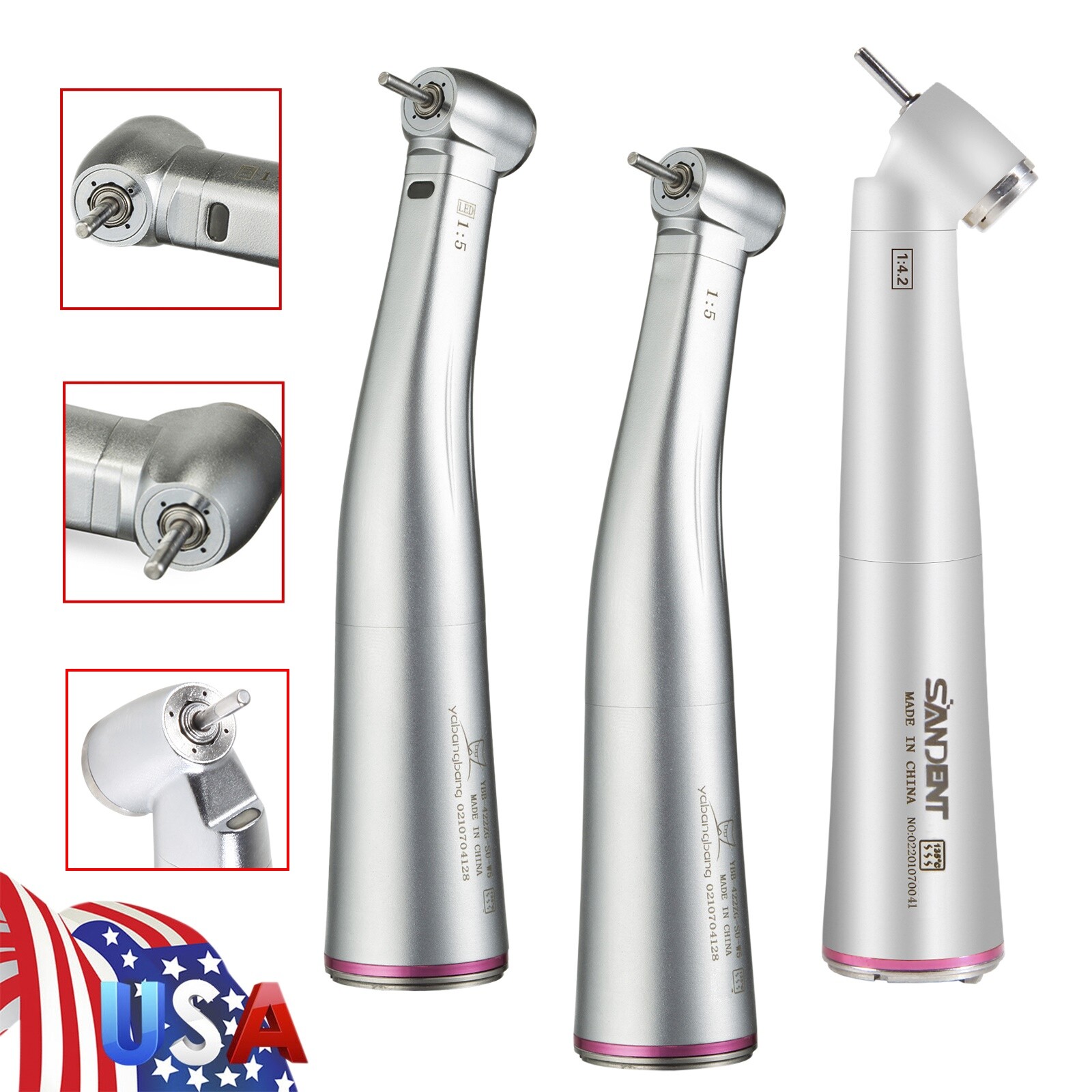 NSK Style Dental 1:5/ 1:4.2 Increasing LED Contra Angle Handpiece fit FG1.60 mm