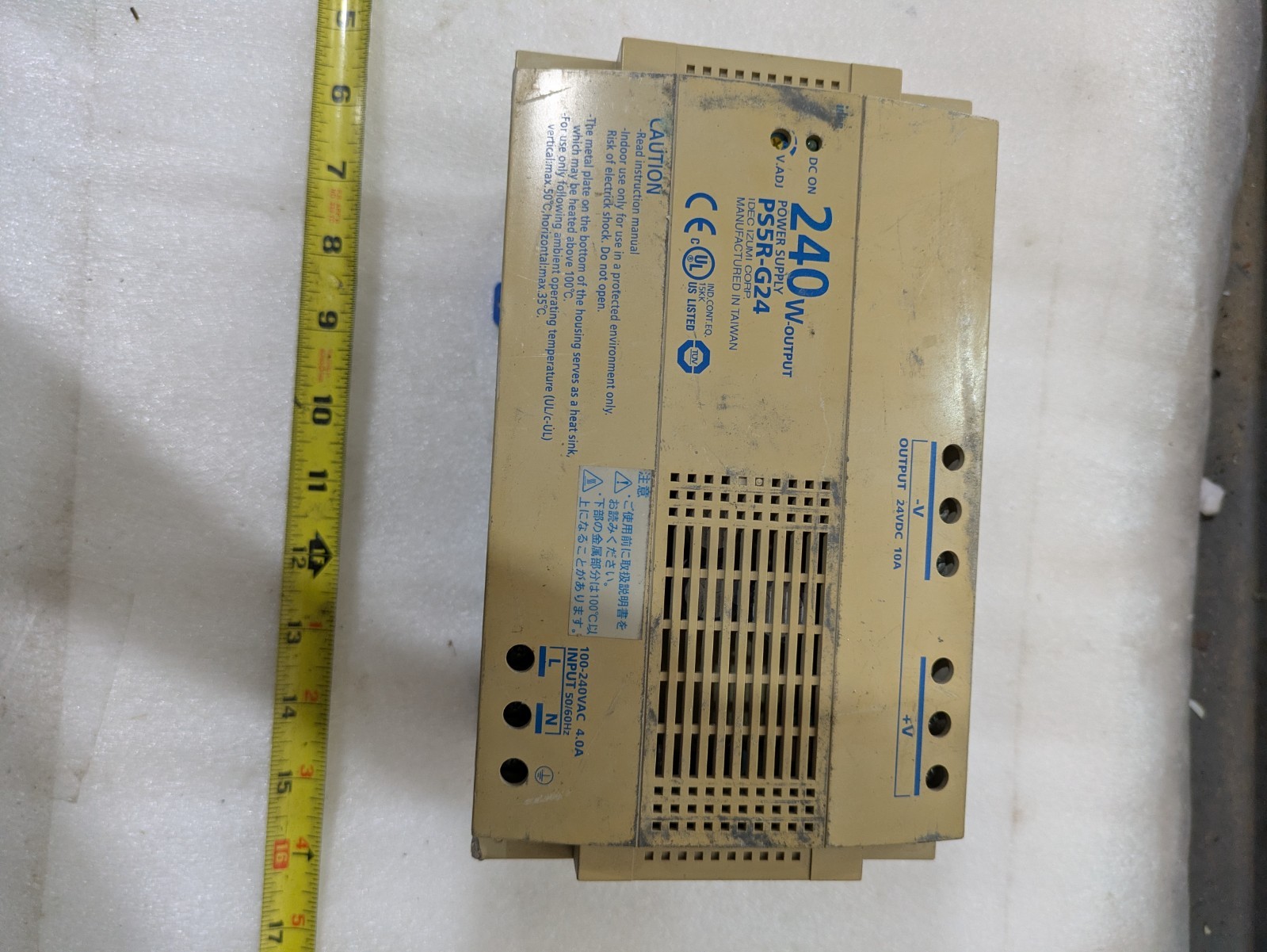 IDEC Izumi PS5R-G24 240W Power Supply 24VDC 10A DIN Rail Industrial Automation
