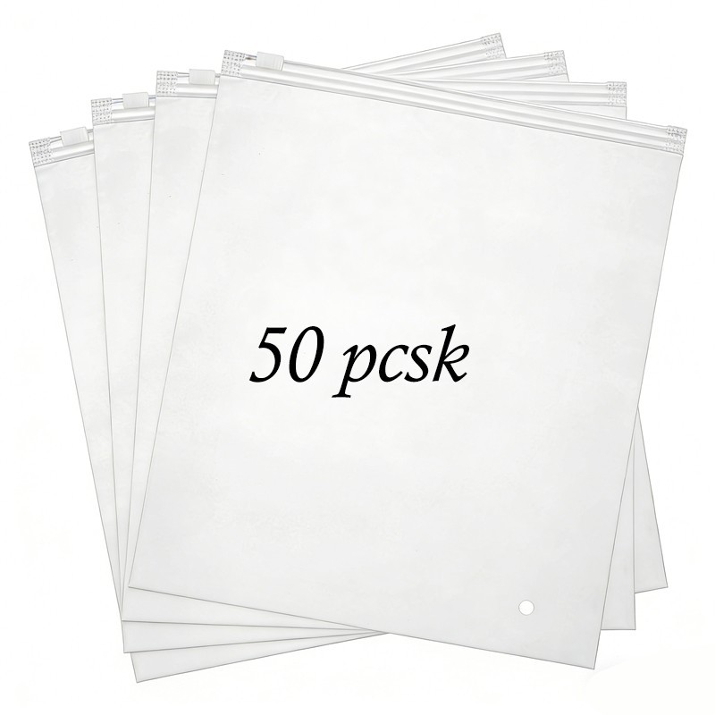 Pack of 50 12×14-inch Frosted Zipper Bags — Clothing & Garment Packaging Bags