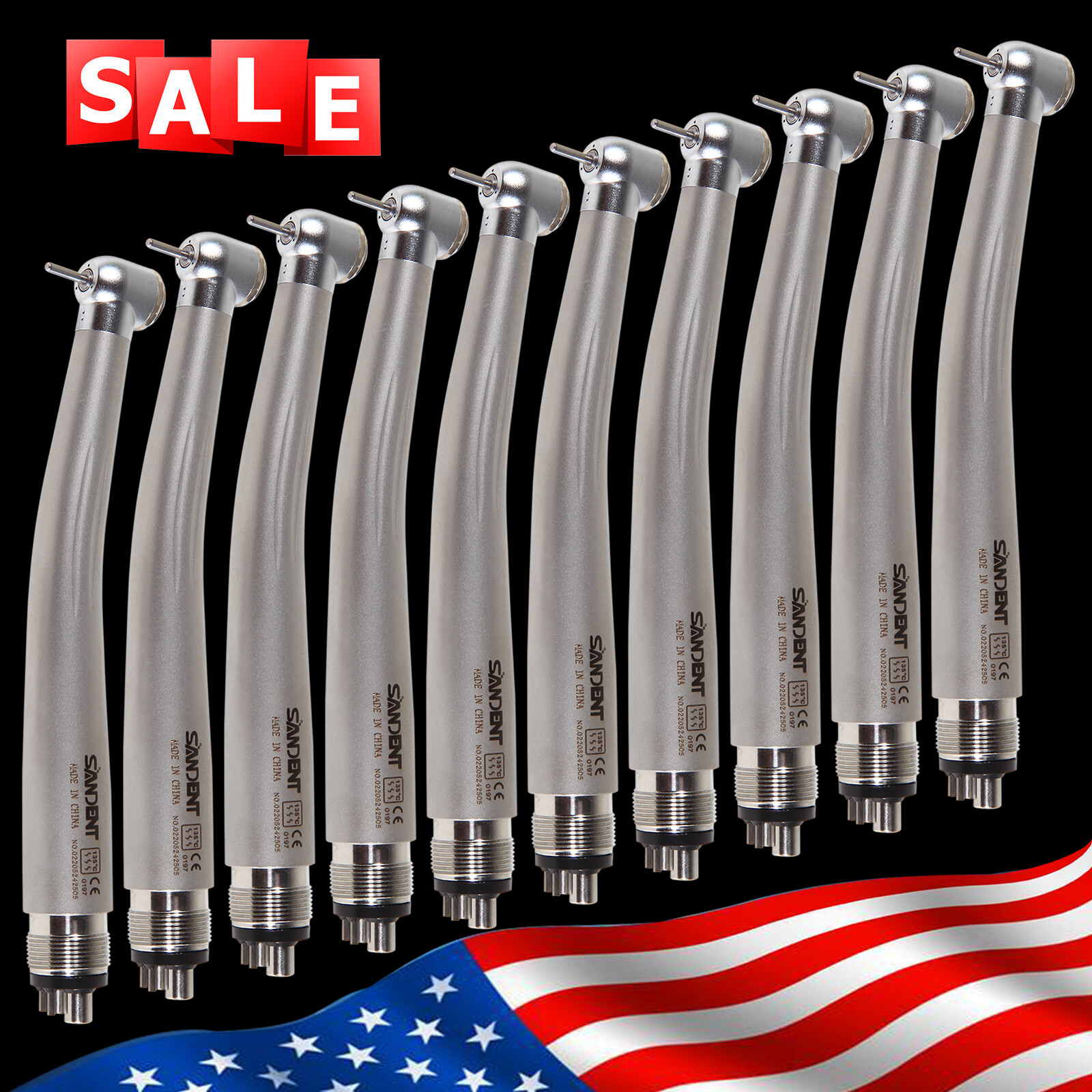 10*USA Dental High Speed Handpiece Push Button Turbine Standard Head 4Hole