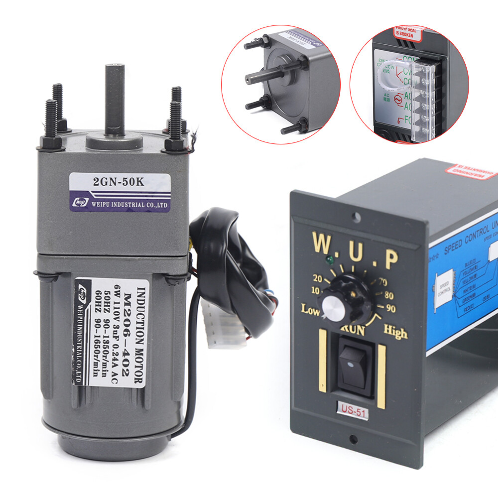 Reversible AC Gear Motor Electric Variable Speed Controller 27 RPM/MIN 1:50 110V
