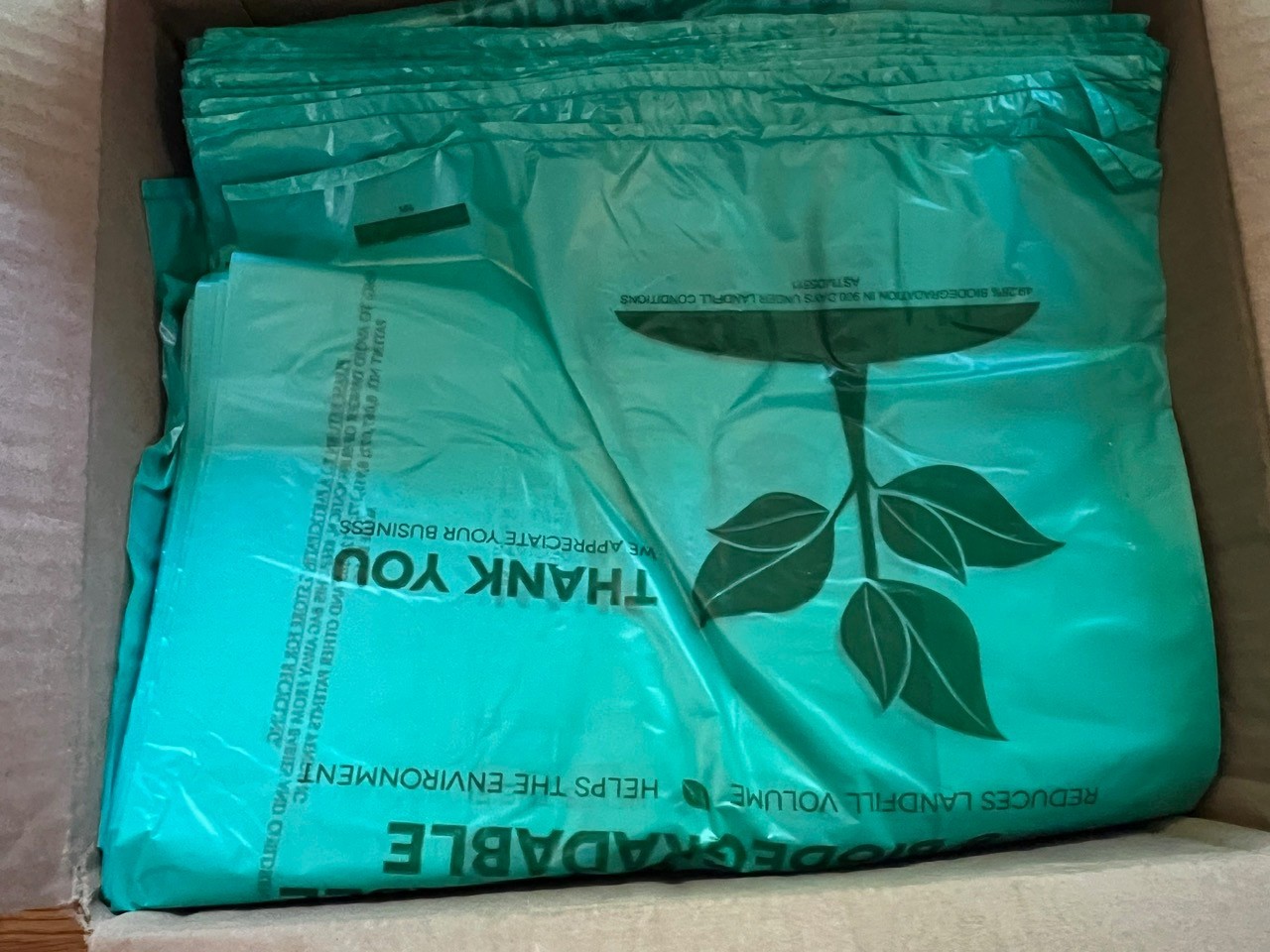 Biodegradable T-Shirt Bags Green Herc 12.5 Microns Open Box