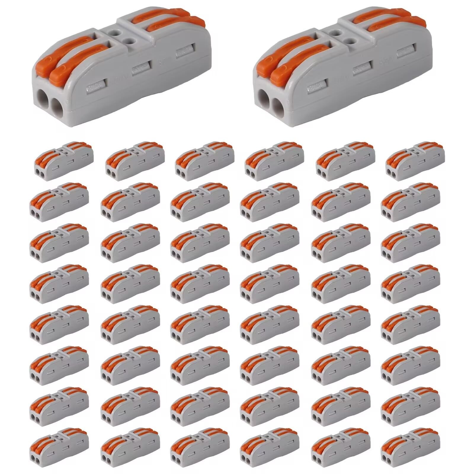 D-FLIFE 50pcs Lever Wire Connectors SPL-2 Conductor Compact