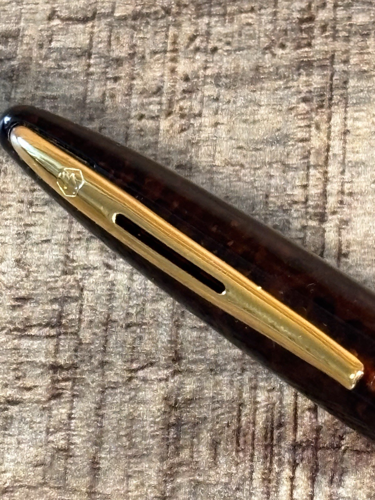 WATERMAN Carène Marine Amber Ballpoint Pen Gold Trim Blue Ink France