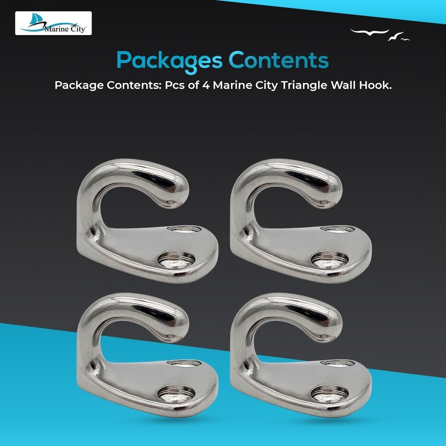 MARINE CITY Stainless Steel Wall Hook – Triangle Design for Indoor Outdoor
