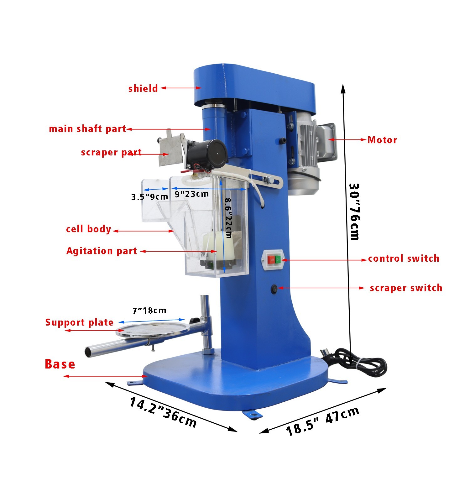 220V 370W Laboratory Flotation Machine 1.5L Single Cell Mineral Processing Equip