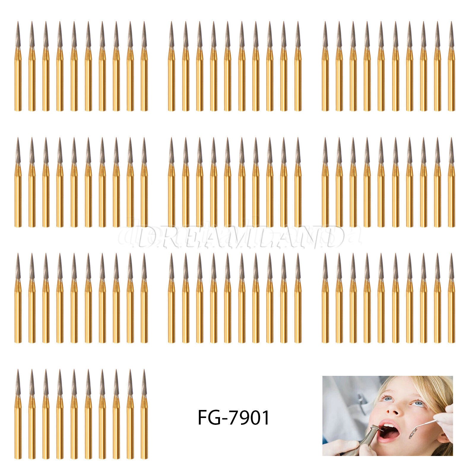 Dental Trimming / Finishing Drills Tungsten CARBIDE Burs Flame Shape FG7901