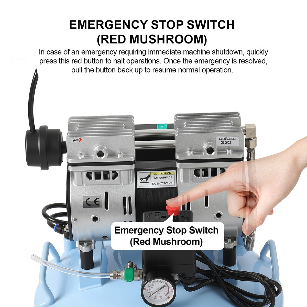 24L/40L Portable Dental Air Compressor Oil Free Silent Air Pump for Dental Use