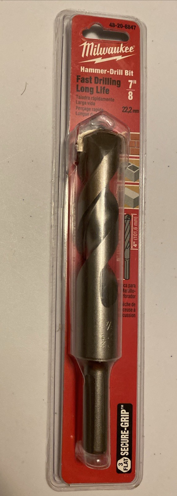 Milwaukee 7/8 in. x 4 in. x 6 in. Hammer Drill Bit, 48-20-8847