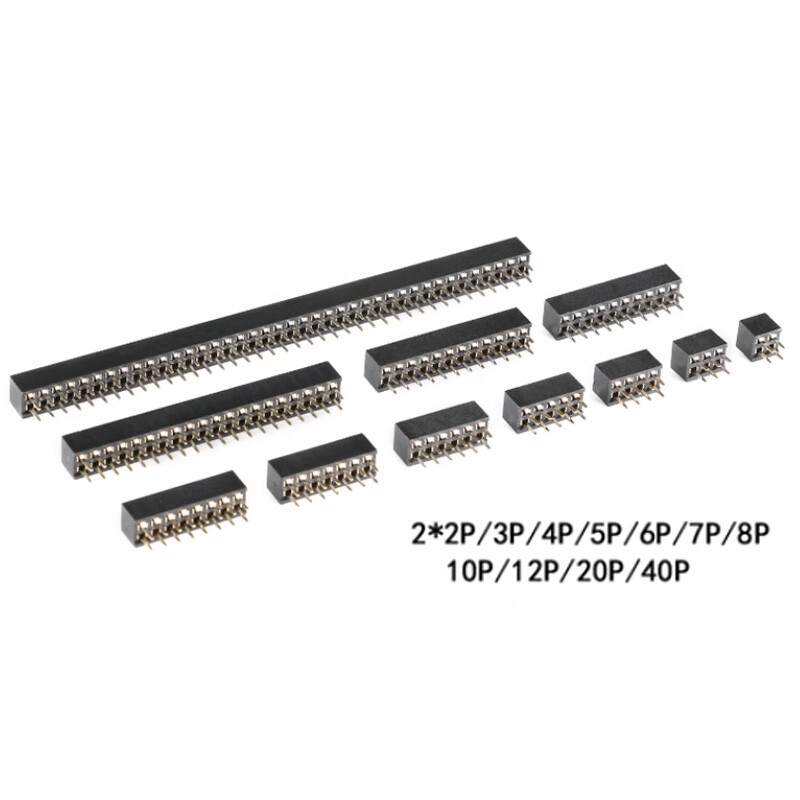 2mm Pitch 2/3/4/5/6/7/8/10/12/20-40P Female Double Row Straight Pin Header Strip