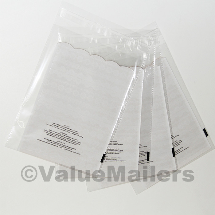 1000 11×14 1.5 Mil Bags Resealable Clear Suffocation Warning Poly OPP Cello Bag