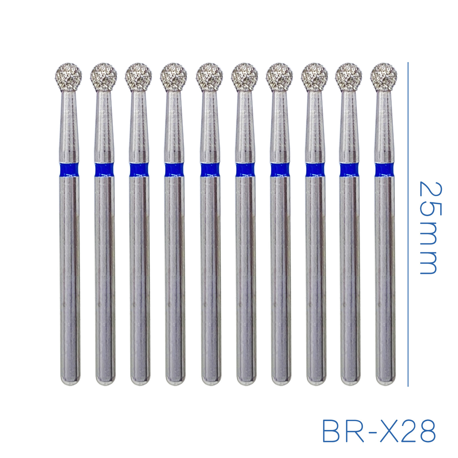 10Pc AZDENT Dental Diamond Burs Ball Round For High Speed Handpiece FG 1.6mm