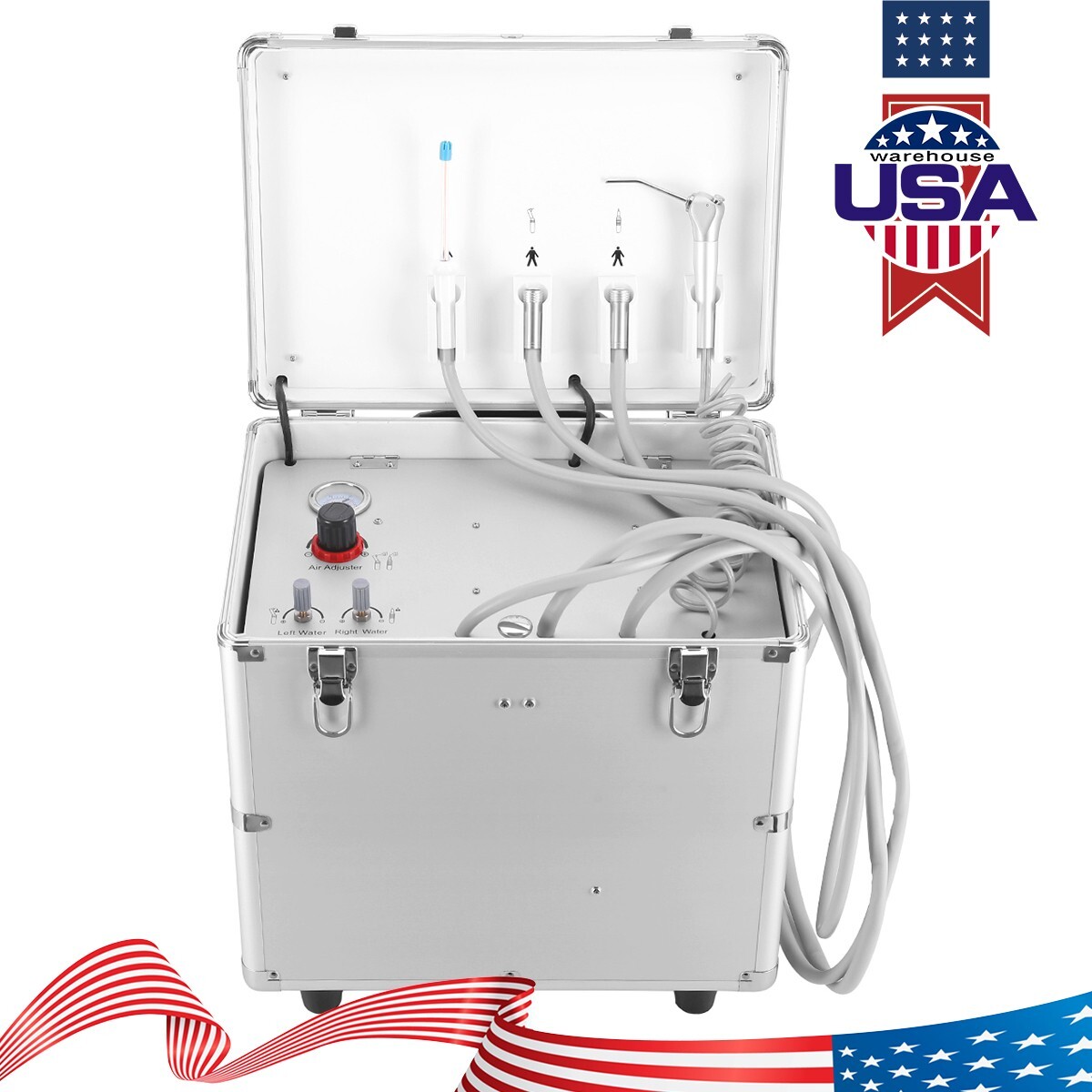 Portable Dental Delivery Unit Treatment Syringe Suction Turbine Air Compressor