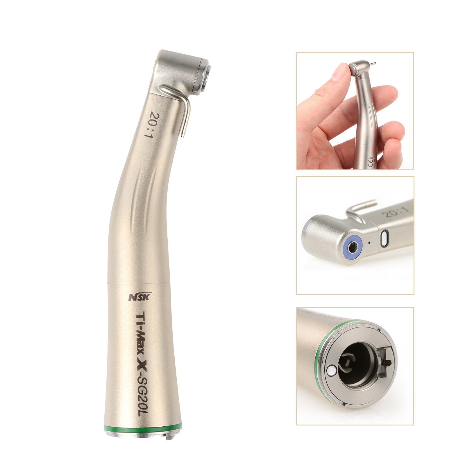 20:1 TI-Max Dental Implant Contra Angle Handpiece Low Speed Fiber Optic X-SG20L