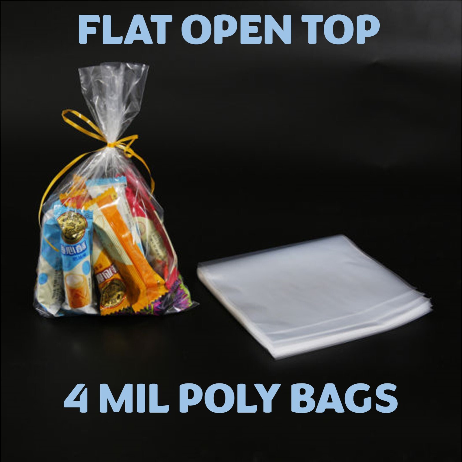 2×3″ Clear Poly Bags Lay-Flat Open Top End 4-Mil Case LDPE Plastic Packaging
