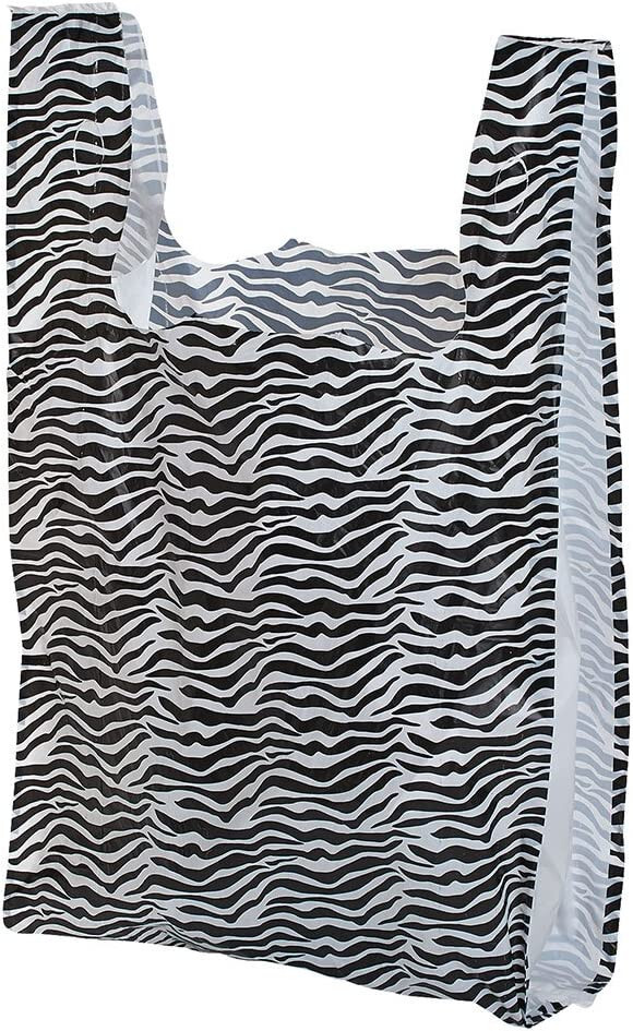 500 Plastic Shopping Bags Zebra T-Shirt Grocery Merchandise 11 ½” x 6 x 21”