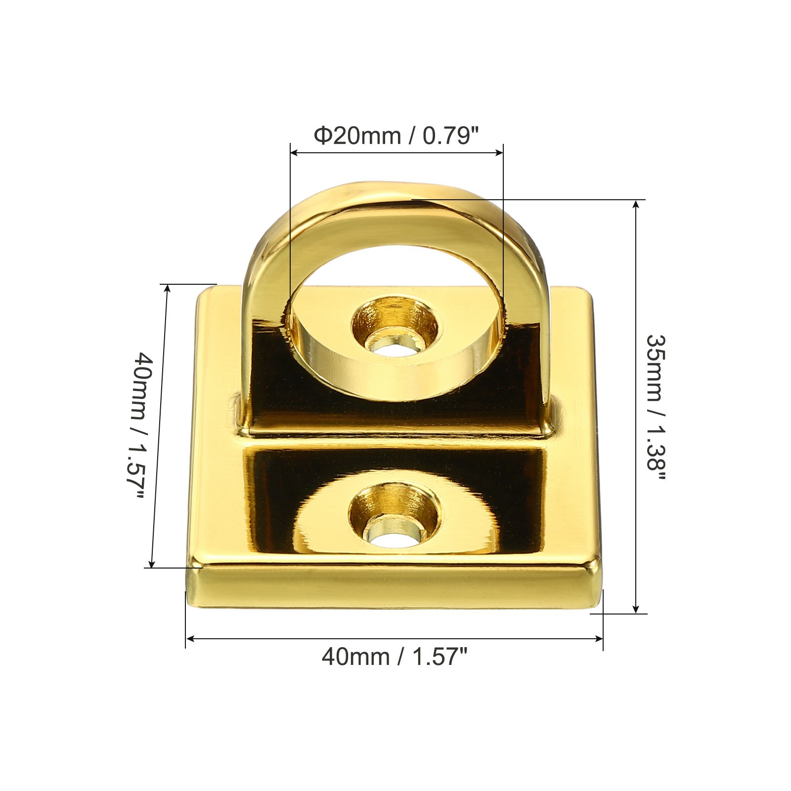 Pad Eye Plate U Hooks Ceiling Hook Wall Mount Loop for Hanging Ropes Golden
